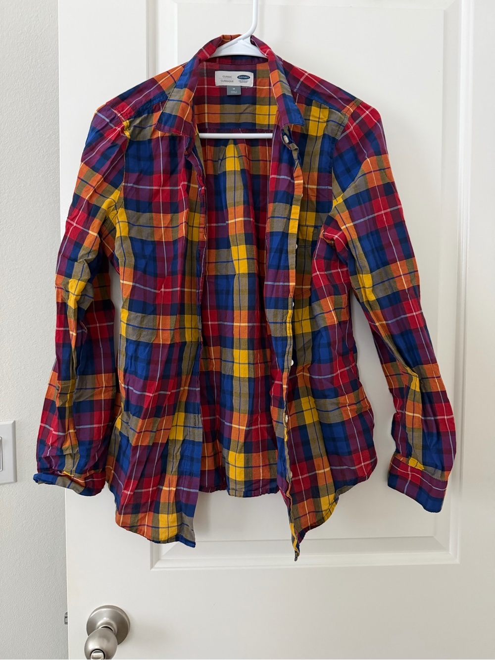 Plaid Button-Up Shirt - Red, Blue & Yellow